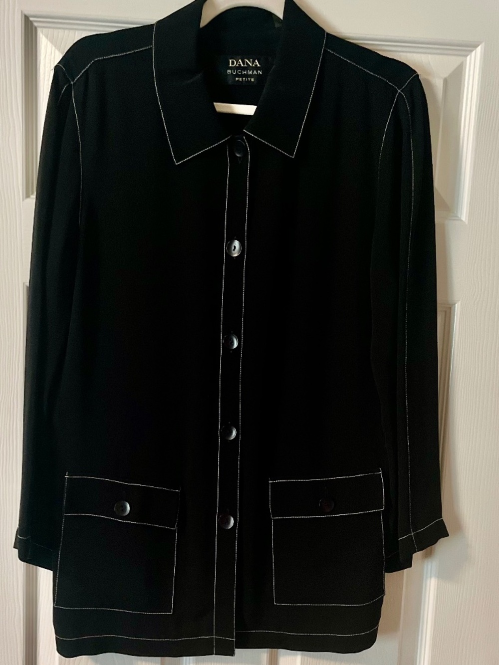 Dana Buchman Petite 12P Black Jacket Draped Back Belt 50% Triacetate / 50% Rayon